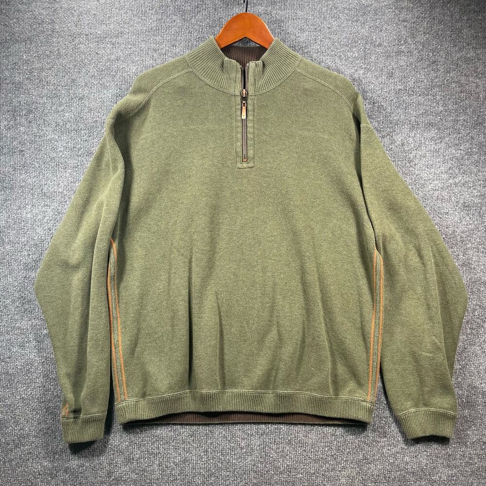 Tommy Bahama Reversible 1/4 Zip Pullover Men's Large Green/Gray Casual Outdoor